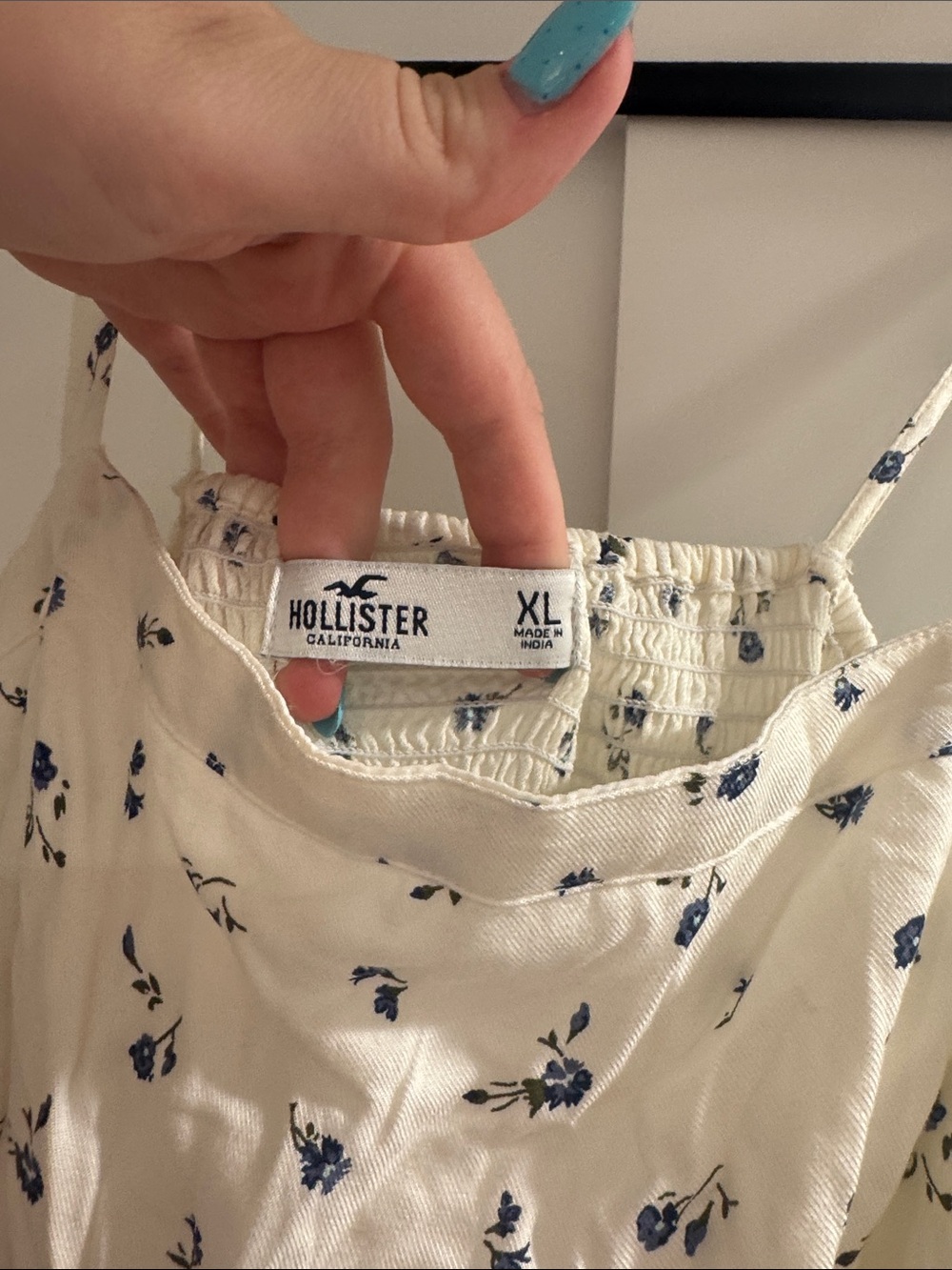 Hollister Cream Cami Romper with Navy Floral Print - Picture 2 of 4